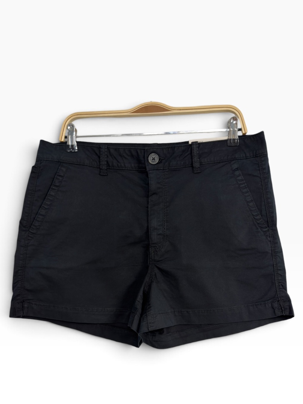 American Eagle Black Mid Rise Chino Shorts Stretch Womens Size 14 32 NWT Casual
